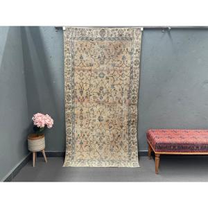 3.6x6.6 ft Rug, Vintage Turkish Accent Rug, <b>Brown</b> <b>Wool</b> Rug - Product Image 1