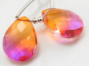 Cuentas facetadas de cuarzo en forma de lágrima de Color Bio Premium hechas a mano, doblete, cristal Bio, patrón de corazón, joyería de cristal suelto inspirada en la naturaleza - Product Image 4