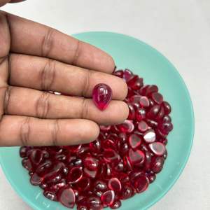 Cuentas de cristal de imitación Rojas ovaladas sintéticas, para la fabricación de joyas, tamaño: 10x12mm - Product Image 2