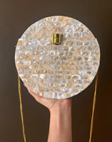 Tas Selempang Bohemian Resin Mosaik Iridescent Rantai Emas Elegan Buatan Tangan Tahan Air Aksesori Pengantin Untuk Musim Panas Gugur