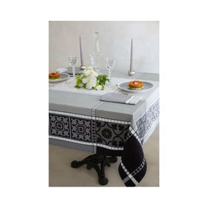 High Quality 200 GSM Pure Cotton Fabric Light Weight Embroidered Grey Patterned Custom Sizes Factory Table Cloth Covers - Product Image 6