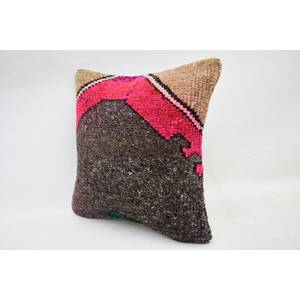 Coussin Kantha en laine multicolore patchwork 12x12 pouces Coussin décoratif tissé avec motif vintage - Product Image 3