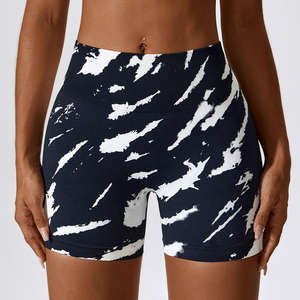 2024 Women's Summer High Waist Seamless Printed Running Booty Shorts <b>Tummy</b> <b>Control</b> Sweat-wicking Sublimation Gym Hot Shorts - Product Image 2