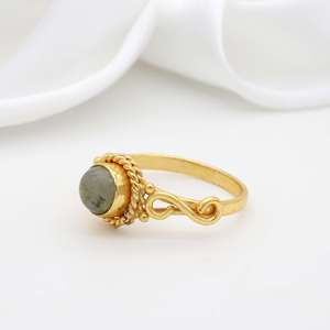 High Quality Trending Design Indian Brass Jewelry Labradorite <b>Cheap</b> Price Gold Plated Women Special Gift Engagement <b>Ring</b> - Product Image 3