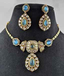 ชุดต่างหูแบบโชกเกอร์ polki kundan ชุบทองด้านทันสมัยชุดทองเหลืองทนทานสำหรับปาร์ตี้งานแต่งงานของขวัญวันครบรอบ - Product Image 1