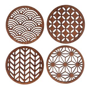 Geometric Laser Cut Metal Coaster Set Intricate Modern Patterns for Home Office and <b>Bar</b> bulk wholesale - Product Image 4