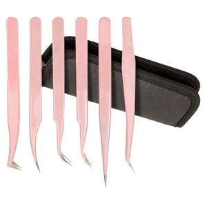 Nouvel arrivage du meilleur fabricant Ensemble de pinces à sourcils et cils roses 6 pièces avec étiquette personnalisée Tarif de gros - Product Image 3