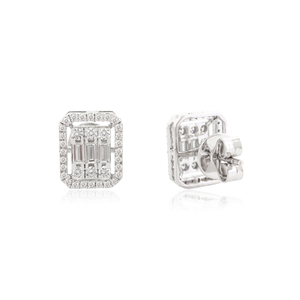 Classique nouveau Design magnifique véritable 18K or blanc diamant boucles d'oreilles Illusion réglage avril pierre de naissance cadeau d'anniversaire - Product Image 5