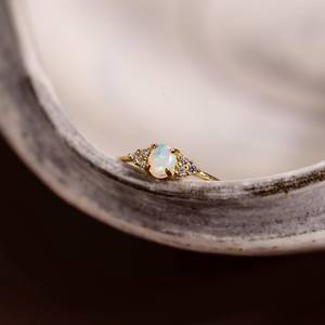 Natural Fire Opal Gemstone <b>Ring</b> <b>Dainty</b> Opal <b>Ring</b> Engagement <b>Ring</b> - Product Image 2