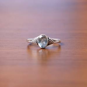 แหวน925สีเงินแท้สีฟ้าบุษราคัมสีฟ้าตัดด้วยเพชรกรอบการตั้งค่าเครื่องประดับสำหรับสาวๆปาร์ตี้ - Product Image 5