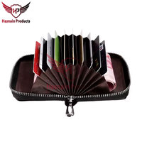 Dompet pria kulit asli desain kustom saku koin ritsleting, Logo kustom, dompet kualitas Premium untuk pria