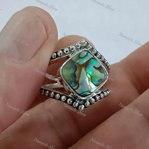 Bague en coquille d'ormeau, bijoux océaniques faits à la main en argent sterling - Product Image 3