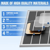 Panneau solaire personnalisé 100W de type N, efficacité 22%, demi-cellule, verre rigide, cadre en aluminium, bordure blanche, système d'énergie solaire domestique