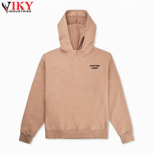 <b>Men</b> Tracksuits 2 Piece Outfit Best Quality <b>Long</b> Sleeve Half Zip Hoodie With <b>Shorts</b> Set custom logo Workout Active Wear Set - Product Image 5