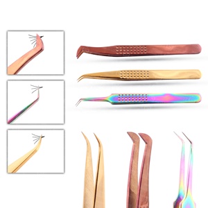 Pincettes pour extensions de cils, 3 pièces, en acier inoxydable coloré, super résistantes, avec pointes en fibre, haute précision, antistatiques - Product Image 3