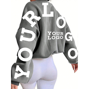 Sudadera de cuello redondo de gran tamaño personalizada para mujer, jersey de lana pesado, ropa informal de calle cómoda a la moda para estampado - Product Image 2
