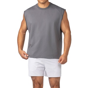 OEM Activewear Sports Gym <b>Singlet</b> Plus Size Longline Fitness Athletic Summer Fit Round Neck Solid Color Custom Logo Tank Top - Product Image 4