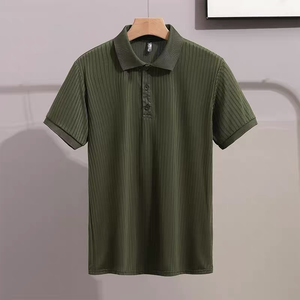 Camiseta de Manga Corta para Hombre de Alta Calidad, Color Verde, Secado Rápido, Decoración con Botones, Algodón Transpirable, Estilo Casual - Product Image 1