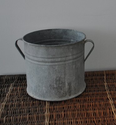 Secchio Zincato Nero Vintage rotondo di metallo vaso zinco vaso Vintage vaso di fiori