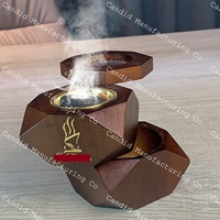 Ensemble d'encens en bois naturel Bakhour Mubkhar ensemble de plateaux en incrustation d'os avec boîte et brûleur d'encens Bakhoor couleur os donner des cadeaux