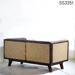 Two Seater Handmade Designer <b>Sofa</b> <b>Cane</b> <b>Sofa</b> Leather Unique Style Crafted <b>Sofa</b> - Product Image 2