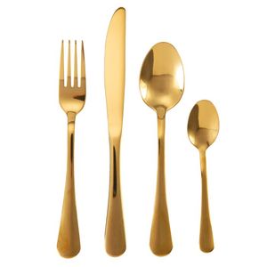 Set di posate 5th Avenue Sibilla in acciaio inossidabile dorato lucido, 4 pezzi, resistente ed elegante - Product Image 1