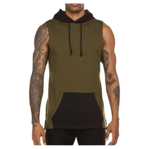 High Quality <b>Men</b> <b>Sleeveless</b> Pullover Drawstring Hoodies Sportswear Bodybuilding Singlet <b>Hoodie</b> Gyms Stringer Hoodies <b>Men</b> - Product Image 6