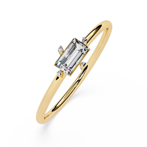 ชุดแหวนเพชรทอง18K สำหรับผู้หญิงชุดแหวนแต่งงานประดับเพชรแบบบาแกตต์สีทอง - Product Image 5