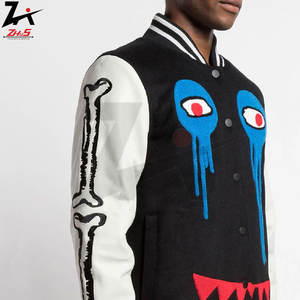 Meilleures ventes de vestes universitaires en toile pour hommes avec logo personnalisé à l'avant col Mandarin coupe-vent hiver mode décontractée - Product Image 5