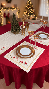 Ensemble de couverts rectangulaires brodés de Noël, 12 pièces, en or, pour la table de fête, mariage ou dîner - Product Image 2