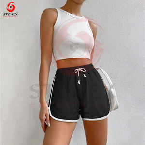 Shorts d'été pour femmes avec impression personnalisée bande de taille élastique motif chaud toile en gros - Product Image 5