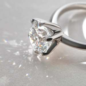 Anillo de diamante de propuesta de solitario de oro blanco de 14K para mujer, anillo de compromiso de diamante cultivado en laboratorio de corte redondo de 7,3mm, regalos de boda - Product Image 2