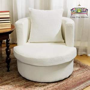 Sofá individual, sillón decorativo, diseño moderno, sillas giratorias de terciopelo para sala de estar con cómodo chaise lounge de tela de ocio - Product Image 2