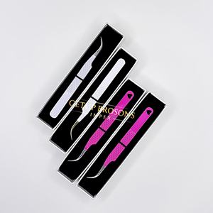 Meilleure pince à épiler de précision pour cils GETUP BROSONS IMPEX GBI-EET - Rose vif/blanc - Acier inoxydable avec revêtement en poudre - Pointe lisse - Product Image 2