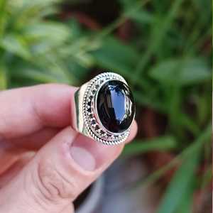 Handmade 925 Sterling Silver Women's <b>Statement</b> <b>Ring</b> Natural Black Onyx Oval Gemstone for Party Cocktail - Product Image 1