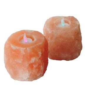 Améliorez votre espace avec le bougeoir au sel de l'Himalaya rose foncé Natural Elegance-Sian Enterprises - Product Image 1