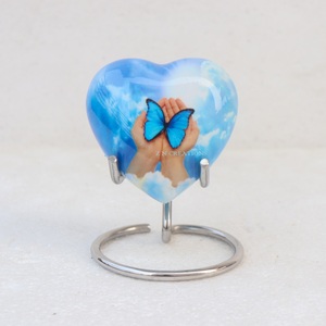 Urne de crémation en aluminium papillon de haute qualité pour cendres Urnes de cendres adultes fabriquées à la main par le fabricant Option d'impression personnalisée disponible - Product Image 5