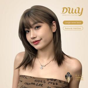 Elysia H-DWY Mid-Length Glueless Synthetic <b>Wig</b> Brown with Highlighted Transparent Lace - Product Image 5