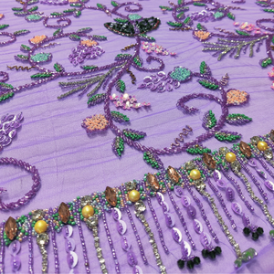 ผ้าลูกไม้ฝรั่งเศสลายเรขาคณิตวินเทจประดับเลื่อมขนาดใหญ่หรูหราเป็นมิตรกับสิ่งแวดล้อมสำหรับชุดแต่งงาน - Product Image 2