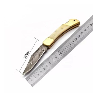 Couteau de chasse pliant artisanal en acier Damas de qualité industrielle HTTC STORE, manche en bois, garantie 1 an, vente en gros - Product Image 2