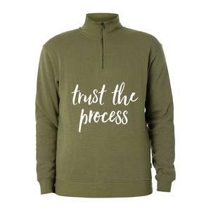 Moda para hombre marrón cuarto Zip sudadera cuello alto manga larga pulóver Elegante ropa de calle ajuste cómodo prendas de vestir exteriores de moda - Product Image 3