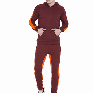 2 piezas Chándales para hombre Algodón Fleece Made Color granate Sudaderas con capucha y pantalones de chándal para hombres Chándales de invierno - Product Image 4