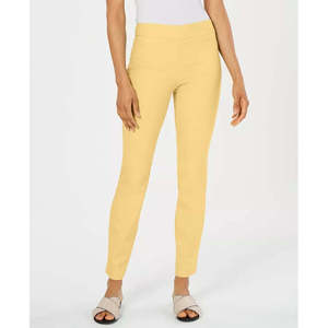 Pantalones de vestir para mujer Charter Club Cambridge, amarillos, de cintura alta, transpirables, estilo cargo, formales, con estampado, talla 4 Petite - Product Image 1