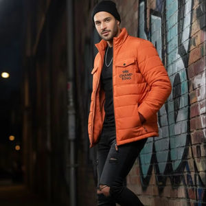 Veste matelassée à capuche de haute qualité avec fermeture éclair, personnalisable, imperméable/vente, logo frontal décontracté - Product Image 1