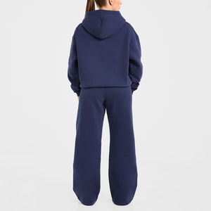 Joggers de lana de algodón para mujer, pantalones de chándal de pierna recta holgados con logotipo personalizado y pierna ancha, deportes de otoño, uso en gimnasio, patrón sólido - Product Image 5