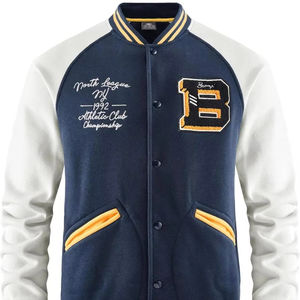 Dernière mode veste universitaire en laine légère de haute qualité pour hommes, design unique et élégant, col montant sur le devant pour l'hiver. - Product Image 1