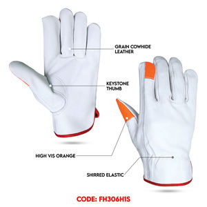 Venta caliente 2025 Guantes de conductor en cuero de vaca Guantes de seguridad de trabajo Guantes industriales estilo pulgar trapezoidal sin forro - Product Image 2