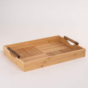 Plateau de service de forme ronde de grande taille en bois avec poignée en métal pour restaurant plateau de service de nourriture et de boissons personnalisé fait à la main - Product Image 6