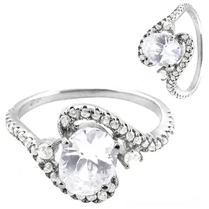 Women's 925 Silver <b>Moissanite</b> Heart Shape Pave Setting Ring Gift <b>Jewelry</b> - Product Image 1