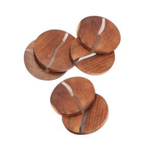 Prix de gros Sous-verres de forme ronde en bois et en résine au design moderne du fabricant indien Ensemble de sous-verres d'occasion pour fêtes de mariage - Product Image 1